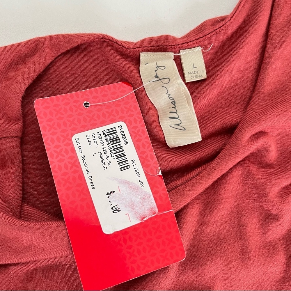 NWT Evereve Allison Joy Marsala Sutton Rouched Dress Size Large - Picture 6 of 9